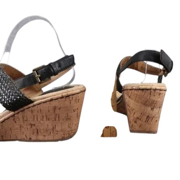Born Concept Shoes Womens 11 Sandal Fashion Wedge Woven Straps Black Comfort boc - Picture 3 of 13
